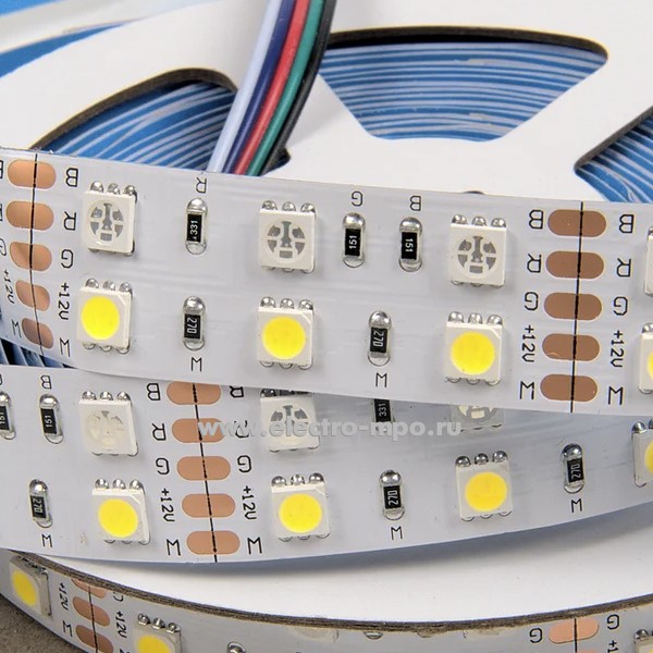 С21. Лента светодиодная двухрядная 503813 GLS-5050-120-28.8-12-IP20-RGB+4 144Вт RGB+4500К 12В 5м