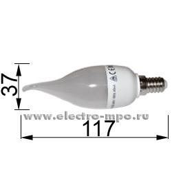 20124.Л0124 Лампа 5.5Вт Candle flame 5.5W Е14 220В 2700K светодиод. "св. н/в" т/б свет VDE,GS,TUV (Электро