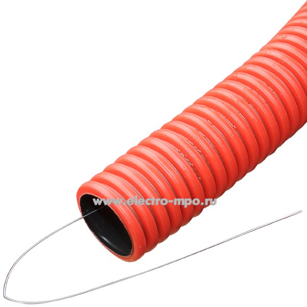 Т19. Труба 801040 двустенная ПНД гибкая, с протяжкой, цвет красный D40мм (50м) (Экопласт)