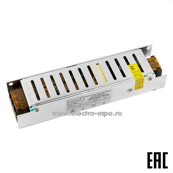 С11. Блок питания 519110 GDLI-LB-60-IP20-24 компактный к светод. ленте 220В/24В пост. тока 60Вт (General