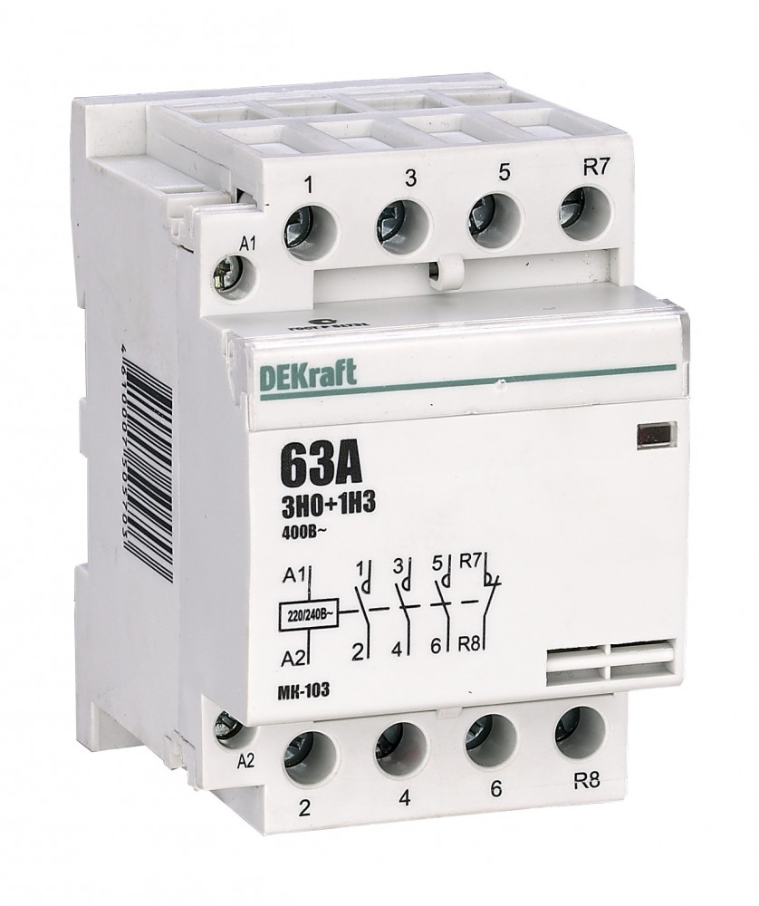 А75. Контактор модульный МК103  18075DEK 3з+1р 32А 230В на Din-рейку (DEKraft)
