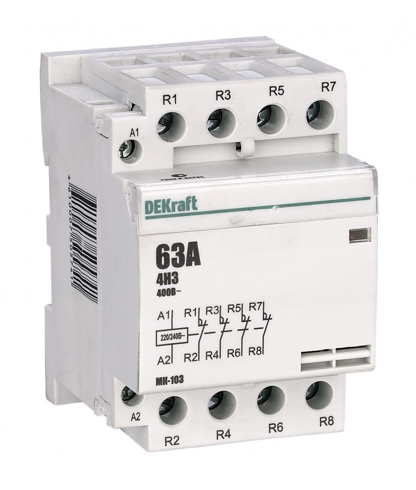 А75. Контактор модульный МК103  18091DEK 4р 63А 230В на Din-рейку (DEKraft)