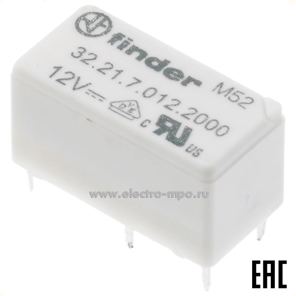 А9400. Реле промежуточное 32.21.7.012.2000 12В DC 6А 1перекл. контакт серия 32 (Finder)