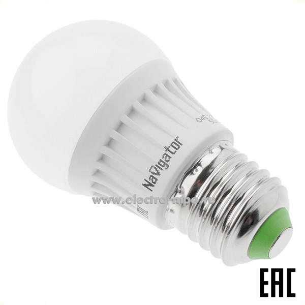 Л16. Лампа 6Вт 80542 NLL-G45-6-230-2.7K-Е27-FR-SV 540Лм 2700К Ra97 светод "шарик" т/б свет (Navigator)
