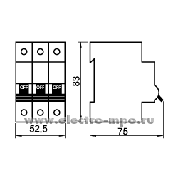 К5387. Автоматический выключатель DX"3" 409256 /3Р/ C25A 10/16 кА (Legrand)