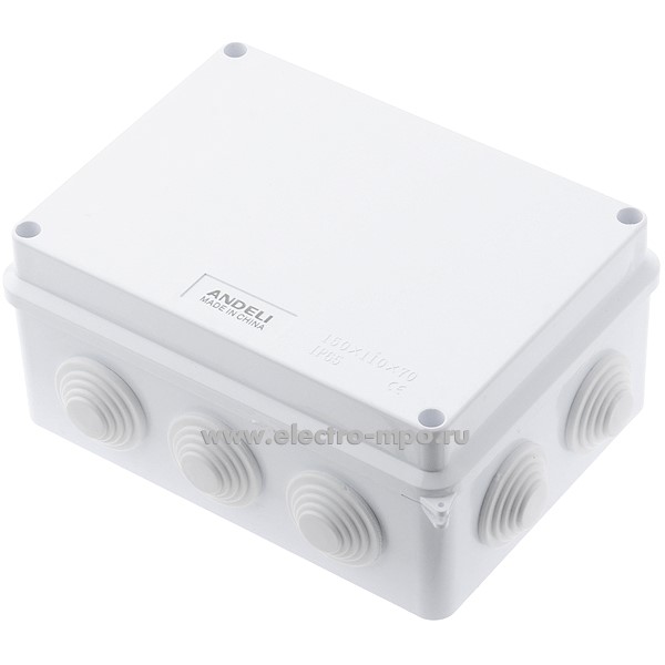 К0834. Коробка ADL18-602 распаечная пластиковая с сальниками 150х110х70мм IP65 серая (Andeli Китай)