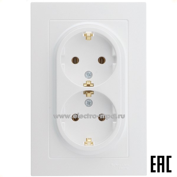 Ю4717. Розетка AtlasDesign ATN000424 двойная "евро" с/п жемчуг (Systeme Electric)