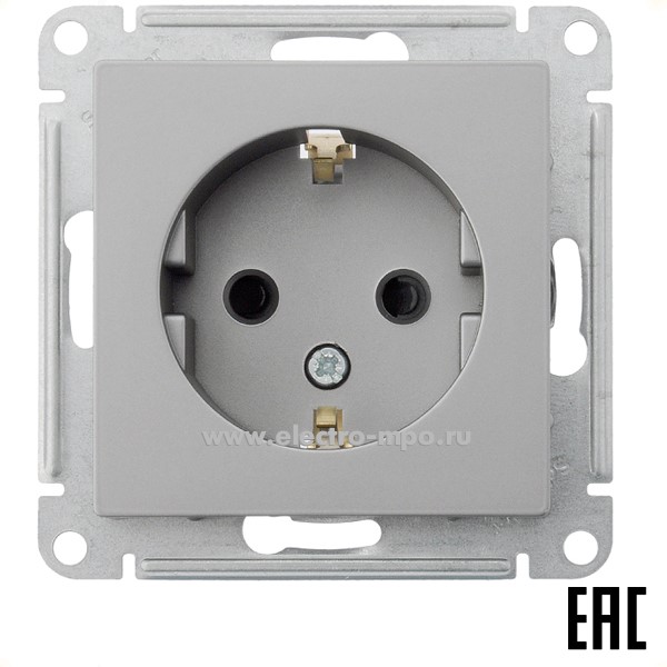Ю4780. Механизм AtlasDesign ATN000945 розетки "евро" со шторками с/п сталь (Systeme Electric)
