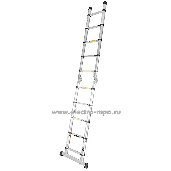 В6014. Лестница JD-3032 телескопическая алюминиевая с шарниром 2 секции (Jiudeng)