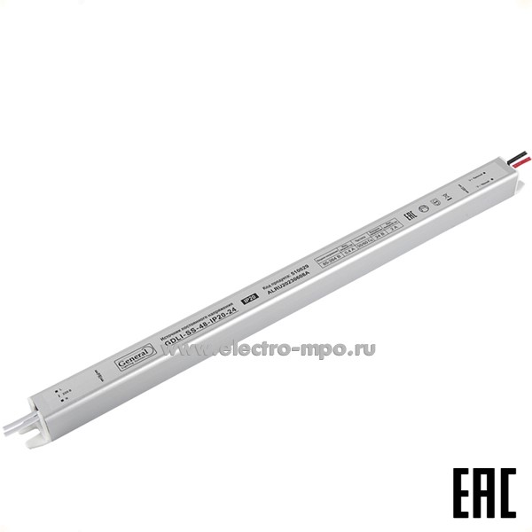 С11. Блок питания 519137 GDLI-SS-48-IP20-24 SG ультратонкий к ленте 220В/24В пост. тока 48Вт (General)