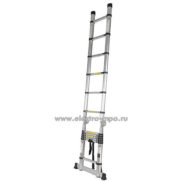 В6015. Лестница JD-3038 телескопическая алюминиевая с шарниром 2 секции (Jiudeng)