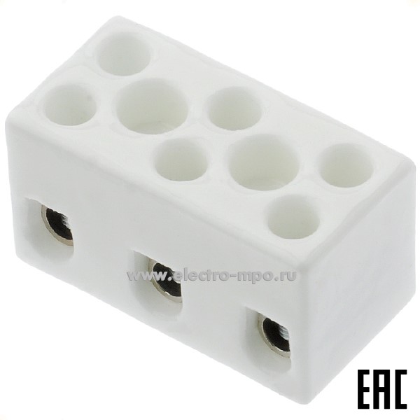 К4793. Клеммник KKB4/3 1803.7 керамический 6 кв.мм 3 пары контактов винтовой 350 град.С (Conta-Clip)