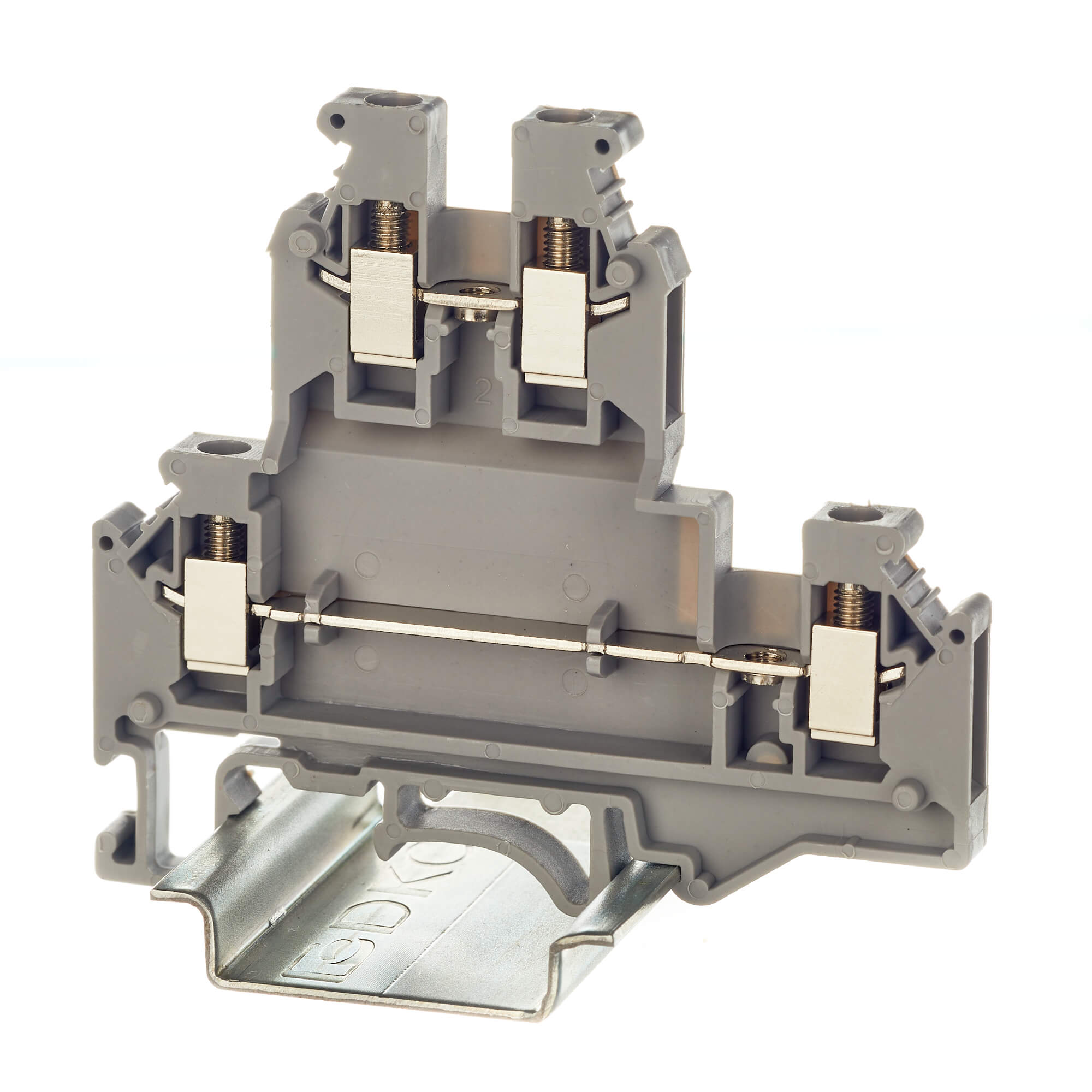 К2224. Клемма KRUKB-3 двухуровневая, винтовой зажим, 4 точки подключения, 2.5 кв.мм,  (ДКС)