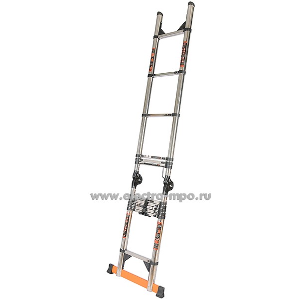 В6082. Лестница JD-SS5050 телескопическая стальная с шарниром 2 секции (Jiudeng)