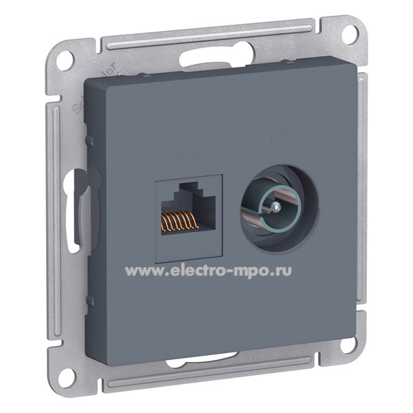 Ю4754. Механизм AtlasDesign ATN000789 TV розетки + RJ45 5e с/п грифель (Systeme Electric)