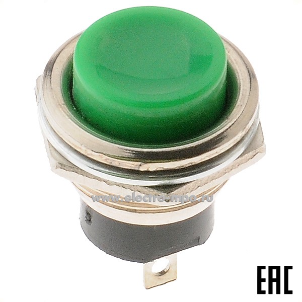А5771. Выключатель кнопочный RWD-306 зеленый 250В 2А 1з без фиксации 36-3353 (Rexant)