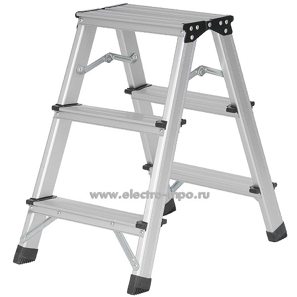 В6276. Стремянка JD-А003 профессиональная алюминиевая 3 ступени двухсторонняя (Jiudeng)