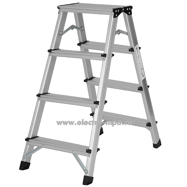 В6277. Стремянка JD-А004 профессиональная алюминиевая 4 ступени двухсторонняя (Jiudeng)
