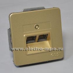 34690.Ю4690 Механизм Extra С1К4-005 компьютерной розетки 2вх. 8 конт. с/п золото (Gusi Electric)
