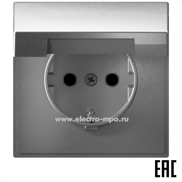 Р34. Механизм ArtGallery GAL000346S розетки "евр" со шторками крышк. безвинт. зажим с/п алюминий (SE)