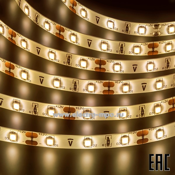 С2120. Лента светодиодная 71704 NLS-3528WW60-PRO 5м 12В пост.тока 24Вт 300Led т/б свет IP65 (Navigator)