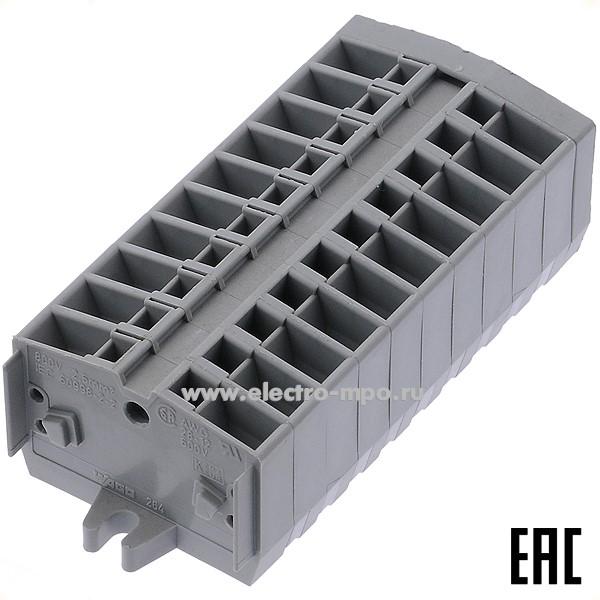 К4513. Блок 264-110 клеммный полиамид 10 пар безвинтовых клемм 2,5кв.мм (Wago)