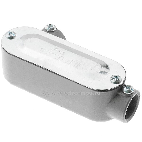 К0942. Коробка ELL-050 алюминиевая 2 ввода 1/2" левый поворот, винт. зажим (Китай)