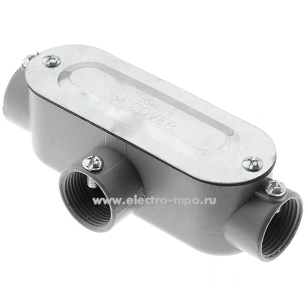 К0949. Коробка ET-075 алюминиевая 3 ввода 3/4", тройник, винт. зажим (Китай)