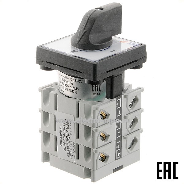 А9198. Переключатель OptiSwitch 4G10-56-U-R014 10А 2 полож. (0-1) 3 полюса 138255 IP44 (КЭАЗ)