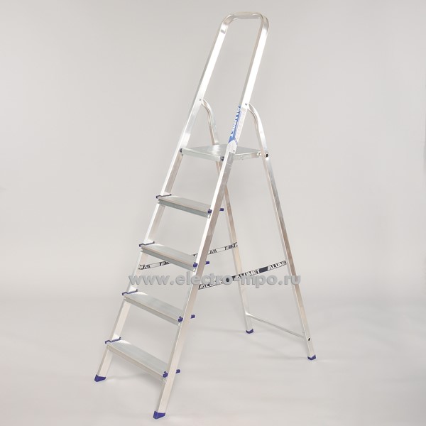 В6261. Стремянка АМ705 профессиональная алюминиевая 5 ступеней (Алюмет Россия)