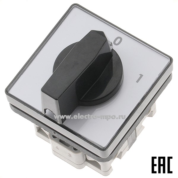 А9109. Выключатель кулачковый 4G20-91U 20А  2 полож. (0-1) 2 направ. открытый IP40 (КБ Ключ, Москва)