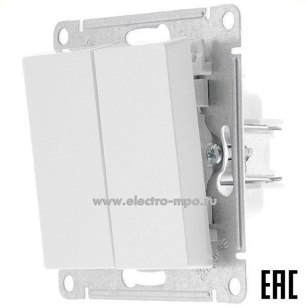 Ю52. Механизм AtlasDesign ATN000165S переключателя 2 кл. безвинт. зажим. с/п белый (Systeme Electric)