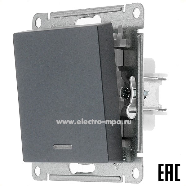 Ю4734. Механизм AtlasDesign ATN000713 выключателя 1 кл. с подсветкой с/п грифель (Systeme Electric)