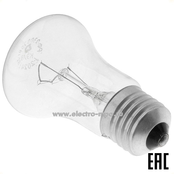 Л6418. Лампа 75Вт ЛОН М50 230-75 Е27 (грибок) накаливания прозрачная (КЭЛЗ)