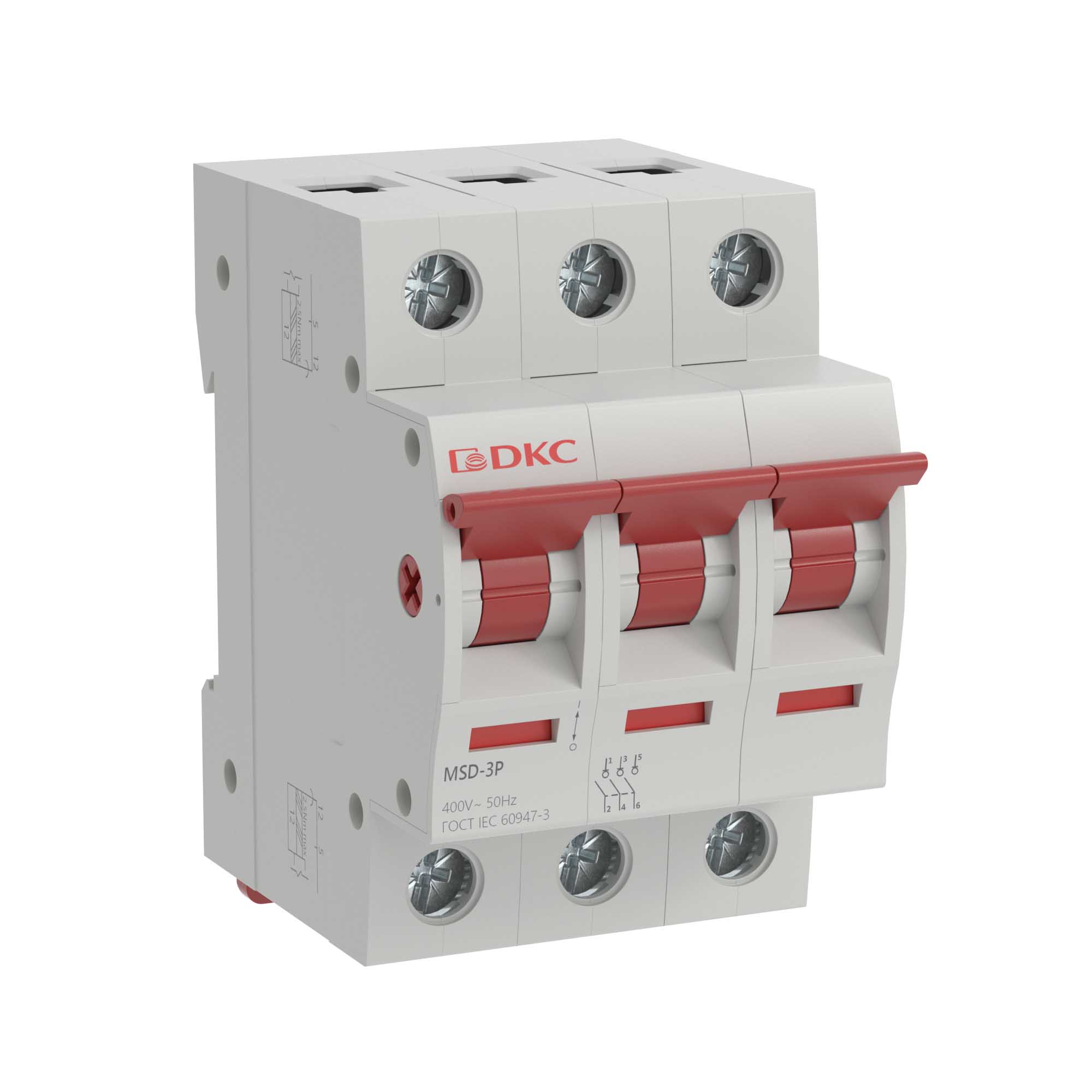 А48. Выключатель MSD-3P63 нагрузки модульный YON max типа MSD, 3 полюса, 63А (ДКС)