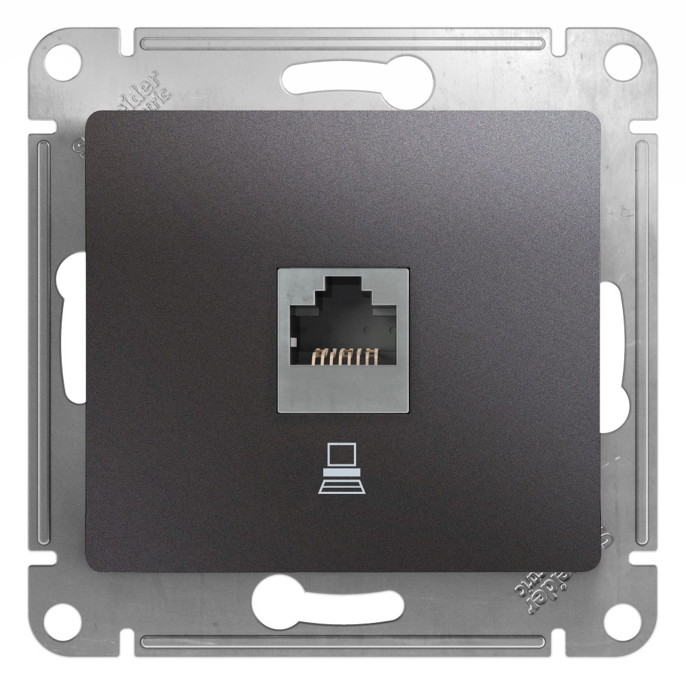 Ю14. Механизм Glossa GSL001381K розетки компьютерной RJ45 5e с/п графит (Systeme Electric)