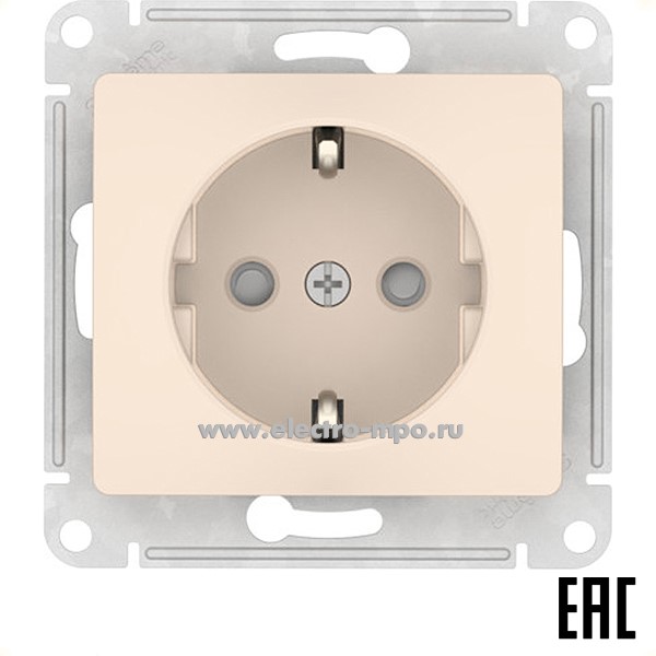 Ю21. Механизм Glossa GSL000245S розетки "евр" со шторками безвинт. зажим с/п бежевый (SE)