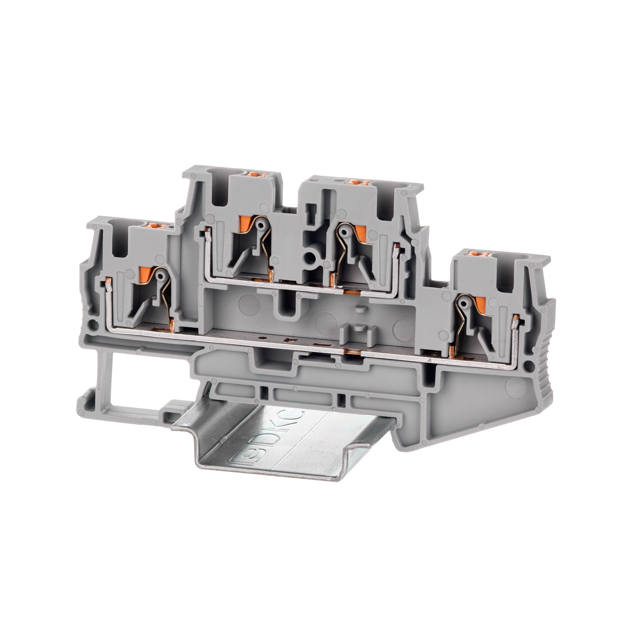 К2314. Клемма VPRTT-4-GY двухуровневая, зажим push-in, 4 точки подключения, 4 кв.мм,  (ДКС)