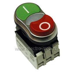 К9018. Выключатель кнопочный 023765 двойной зеленый/красный 1з+1р с подсветкой 24В (Legrand)
