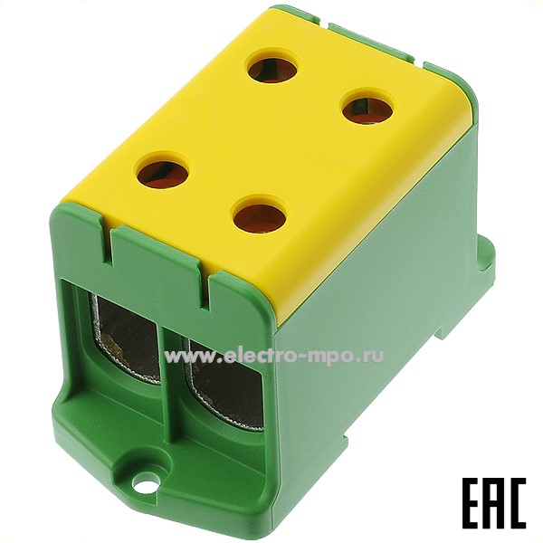 Б6930. Клемма КЕ68.3(R) винтовая жёлто-зелёная 1 полюс на 4 проводника 35-150мм2 800В ширина 51,5мм (Ensto