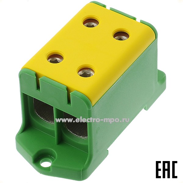 Б6923. Клемма КЕ67.3(R) винтовая жёлто-зелёная 1 полюс на 4 проводника 16-95мм2 800В ширина 42мм (Ensto)