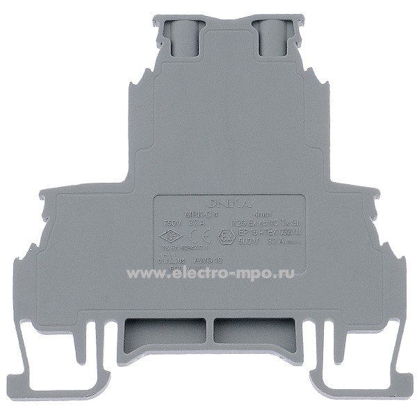 Клемма MRK 4 1010368/1652 двухуровневая винтовая серая 4мм2 32А 500В ...