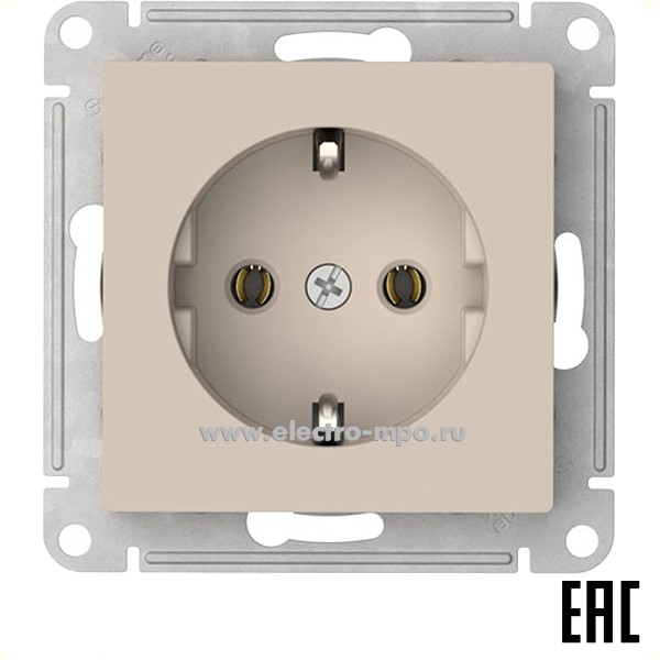 Ю52. Механизм AtlasDesign ATN001243S розетки "евро" безвинт. зажим. с/п песочный (Systeme Electric)