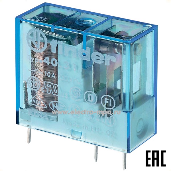 А94. Реле промежуточное 403182300000 230В AC (чувствит.) 10А 1перекл. контакт серия 40 (Finder)