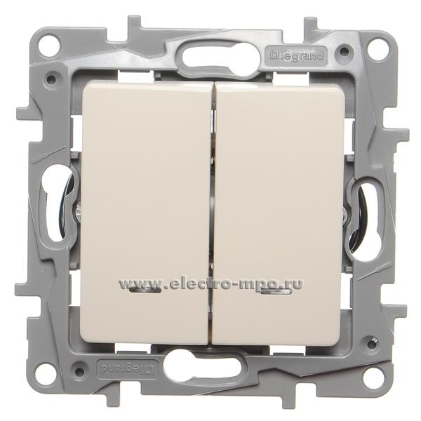 Ю2539. Механизм Etika 672304 выключателя 2кл. с подсветкой с/п бежевый (Legrand/Daccord)