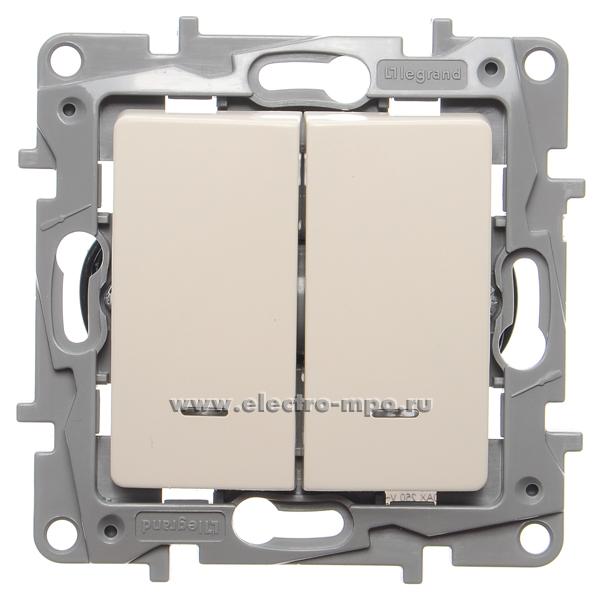 Ю2567. Механизм Etika 672316 переключателя 2 кл. с подсветкой с/п бежевый (Legrand/Daccord)