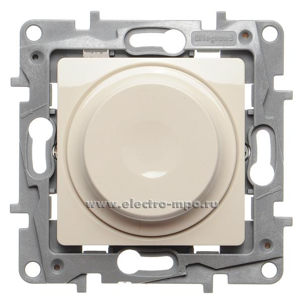 Ю2572. Механизм Etika 672319 светорегулятора 300Вт (LED 5-75Вт) поворотный с/п бежевый (Legrand/Daccord)