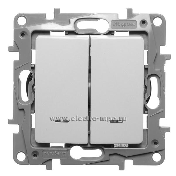 Ю2569. Механизм Etika 672216 переключателя 2 кл. с подсветкой с/п белый (Legrand/Daccord)