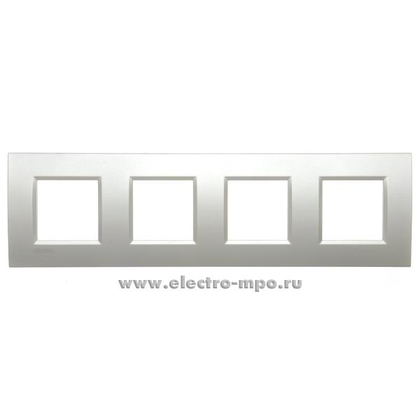 Ю3548. Рамка-4 Living Light LNA4802M4AG на 2+2+2+2 модуля прямоугольная металл серебро (BTicino)