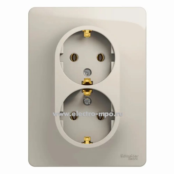 Ю08. Розетка Glossa GSL000924 "евр" двойная с/п молочный (Systeme Electric)